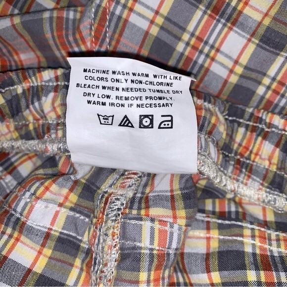 Plaid Preppy Cargo Shorts Men’s 18H Spring Summer Elastic Waist Pull On Spring - Picture 5 of 8